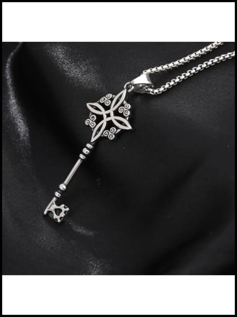 Stainless Steel Witch Knot Key Necklace Celtic Magic Pendant